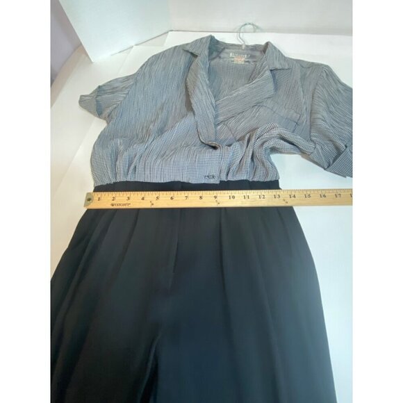 Taurus II Vintage 80’s Black & White Jumpsuit Pockets Elastic Waist Women Size 8 - Picture 8 of 10